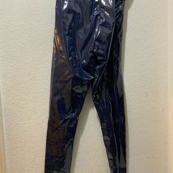 Commando Classic Faux Patent Leather Leggings High Rise Blue Pants Women’s Sz S - Picture 4 of 9